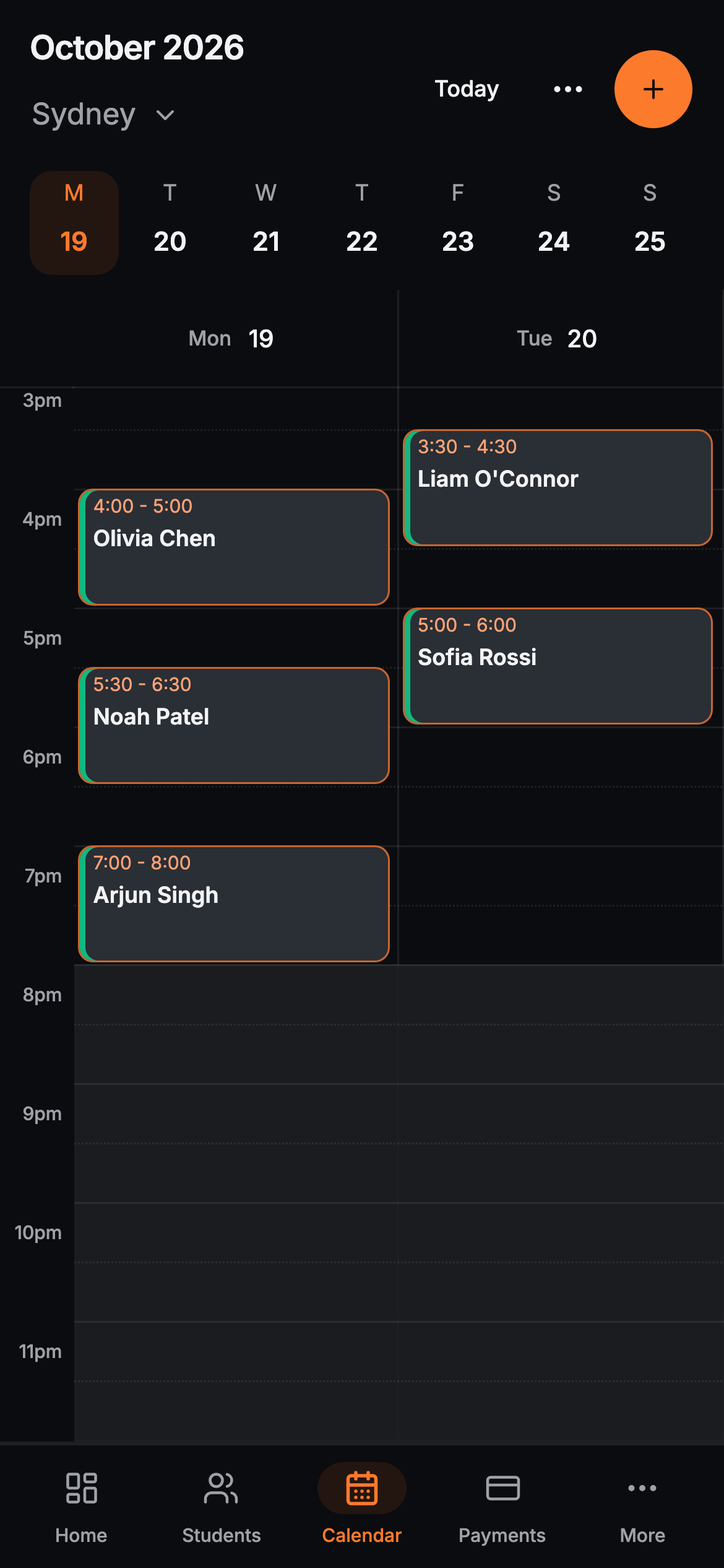 Clastor calendar on a phone